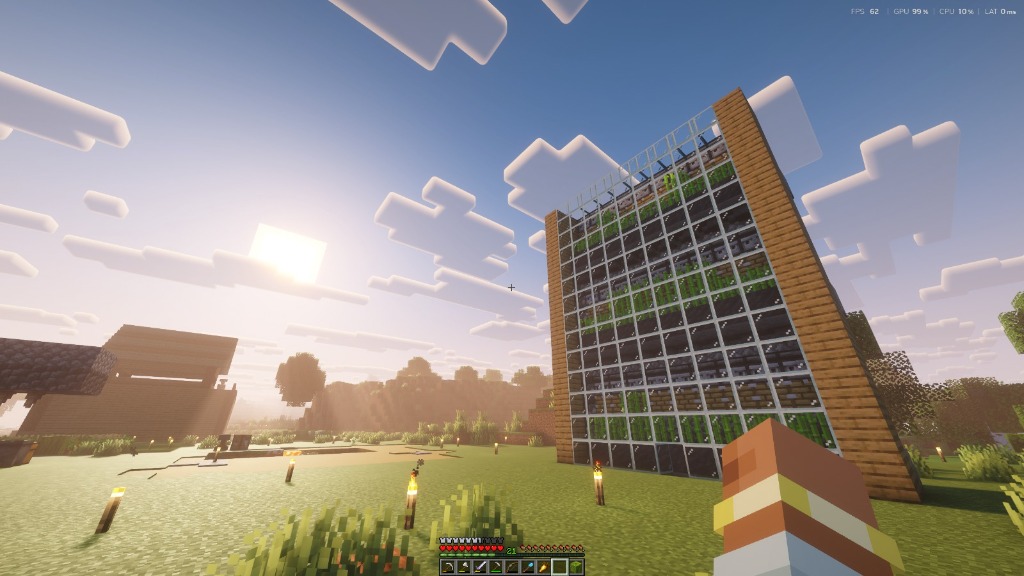 Minecraft Automated Farm with Shaders
